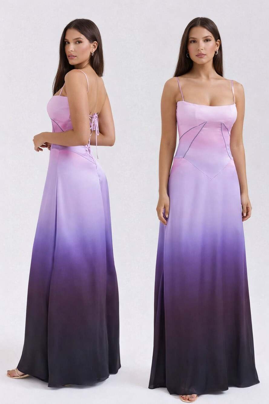 House of CB Ombre Lilac to Black Maxi Dress